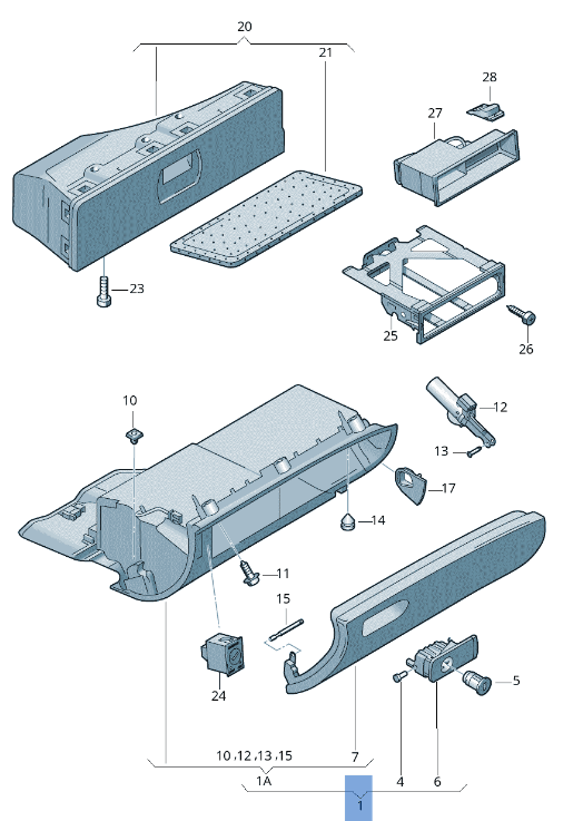 Guantera Audi A4 B7 / Seat Exeo - 8E1857035