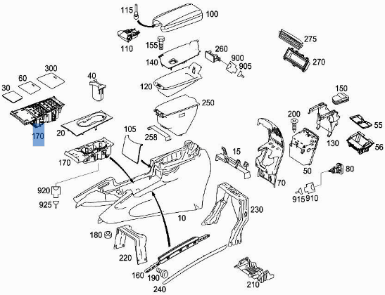 Guantera Consola Central Mercedes W164 - A1646800814