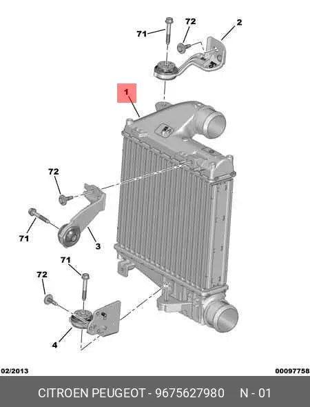 Intercooler Peugeot 3008 / 5008 16-26 1.2 - 9675627980