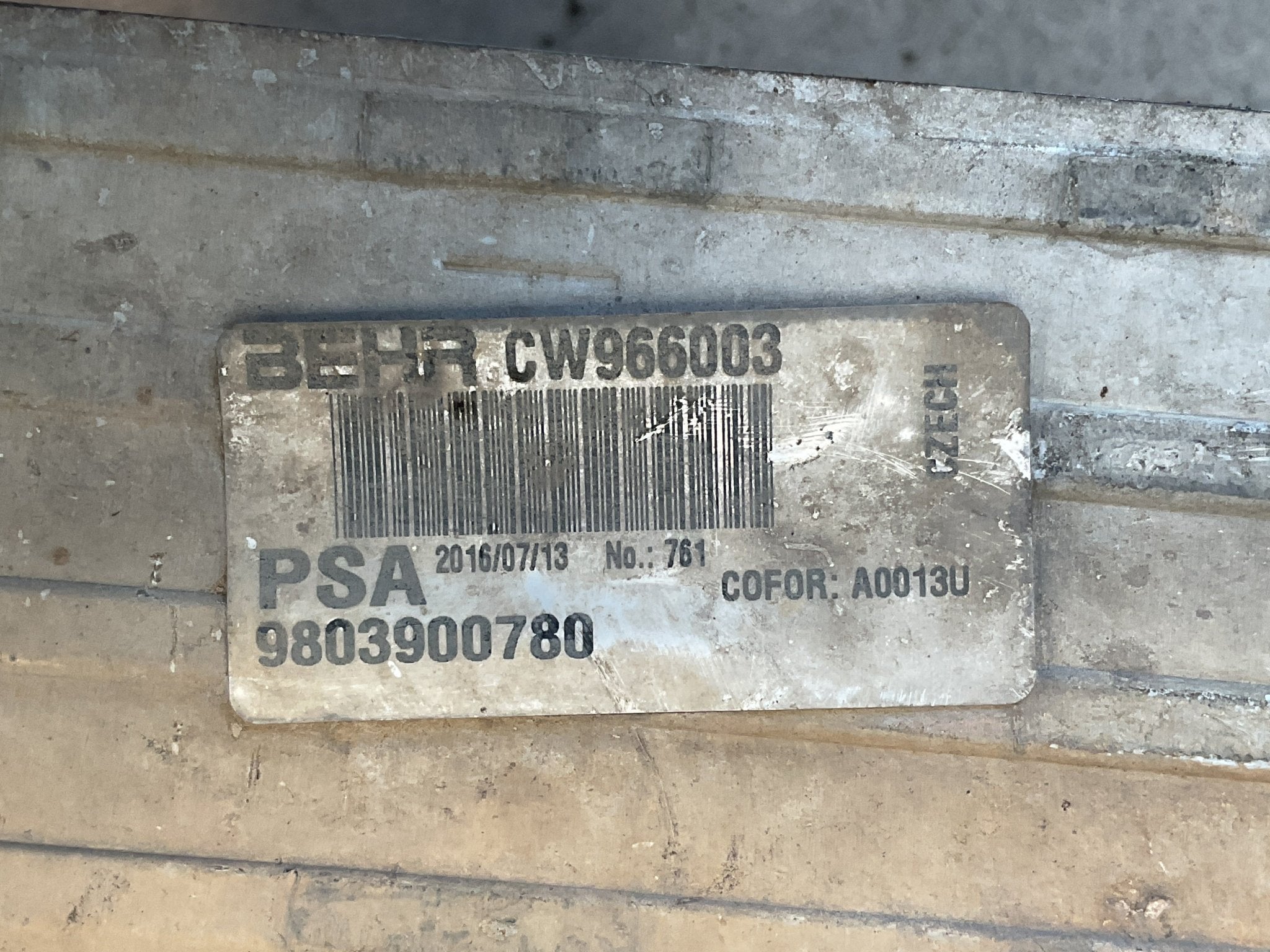 Intercooler PSA 9803900780