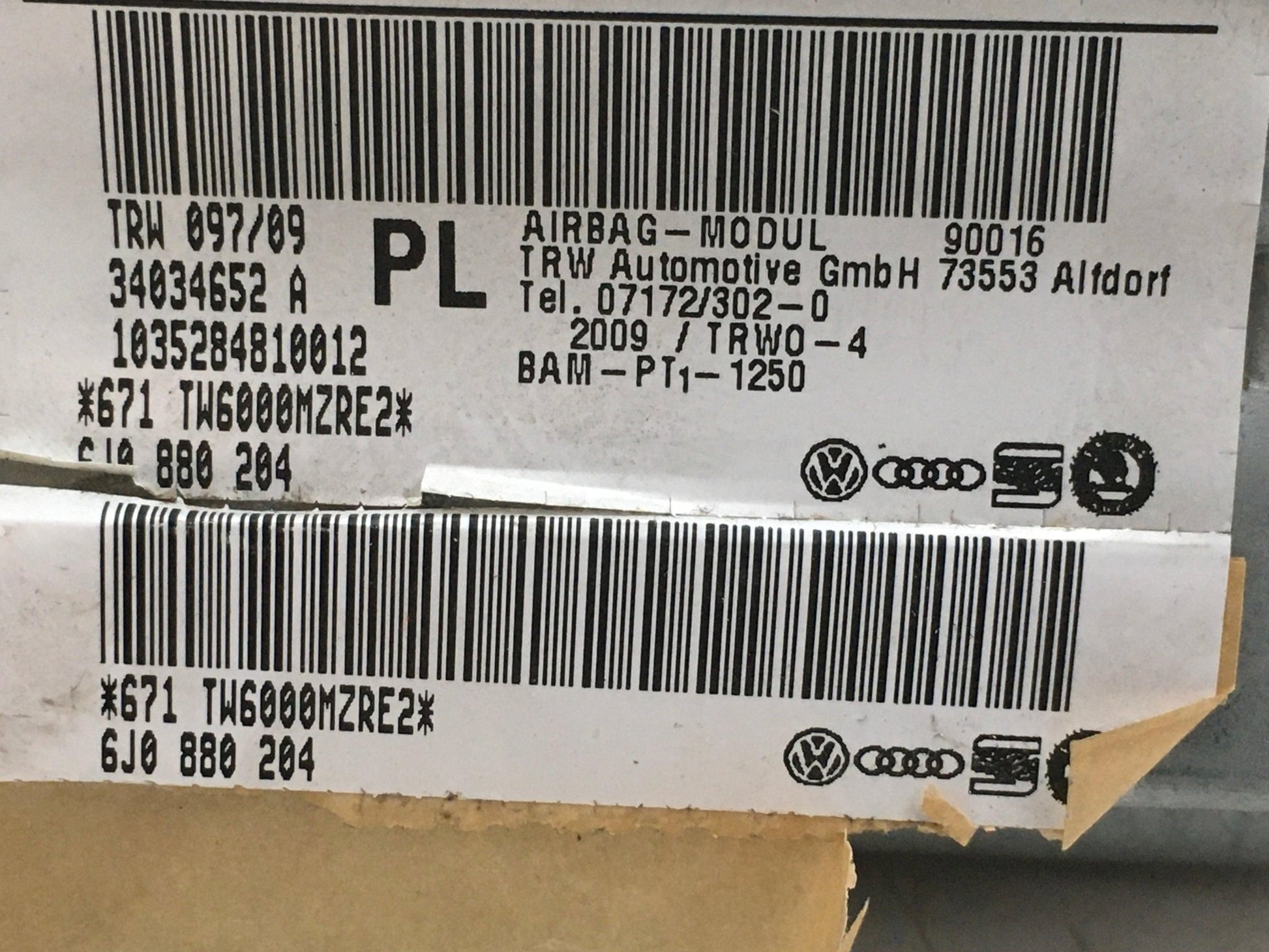 Kit airbag Seat Ibiza IV - 6J1857003B