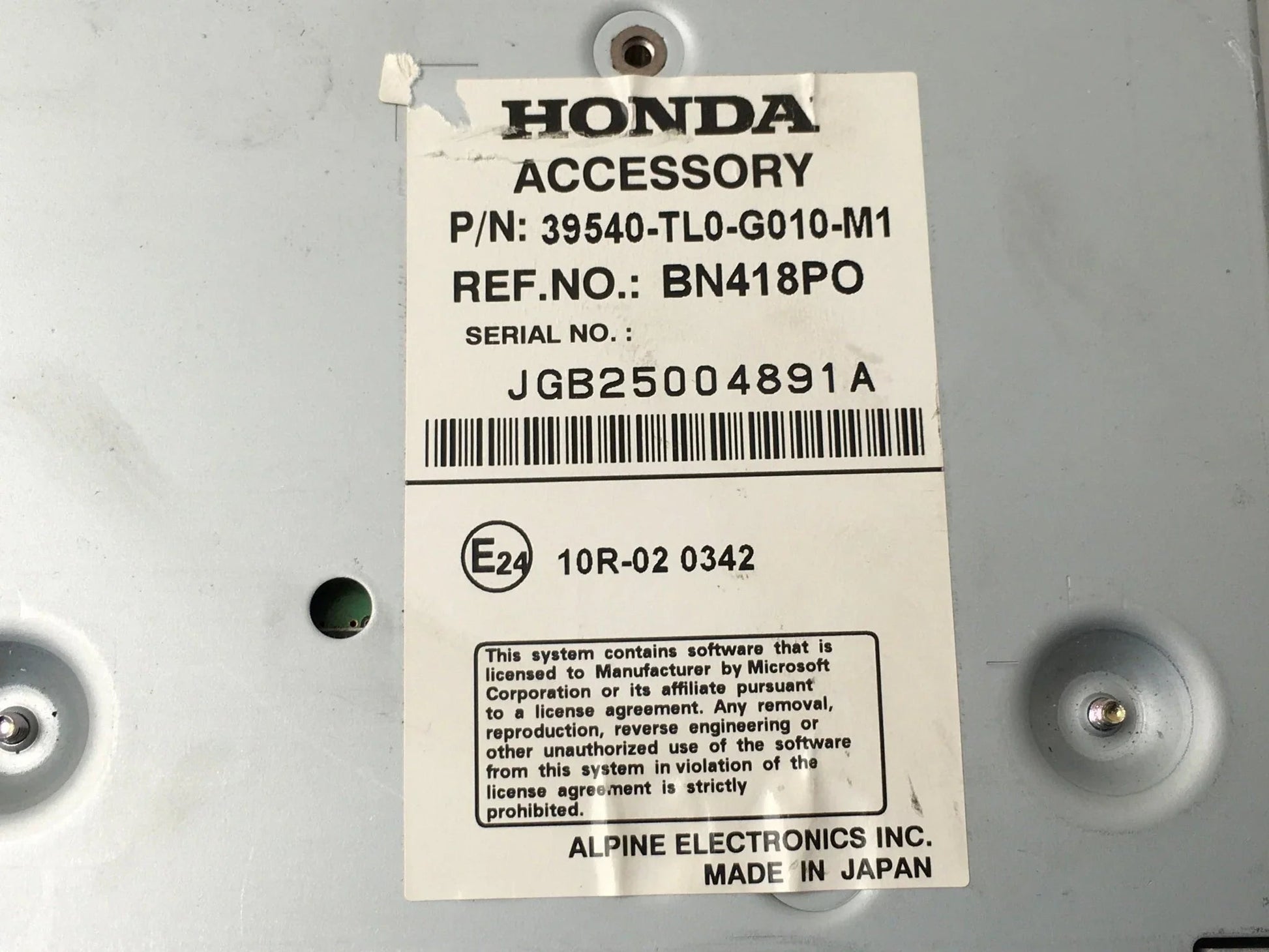 Lector DVD Honda 39540TL0G010M1