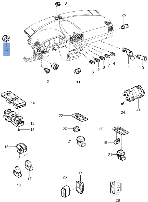 Mando retrovisores Porsche Cayenne 9PA - 7L5959565