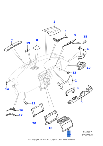 Marco pantalla tablero Jaguar XE - T4A12744