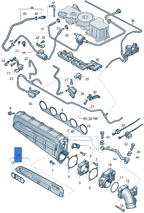 Moldura Colector admision Audi 07K133621B - 07K133621B