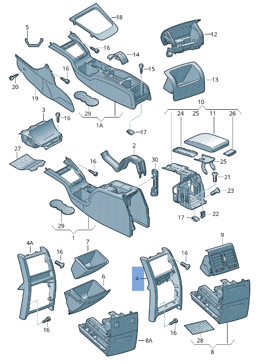 Moldura Consola central Skoda Octavia II 1Z - 1Z0857289A