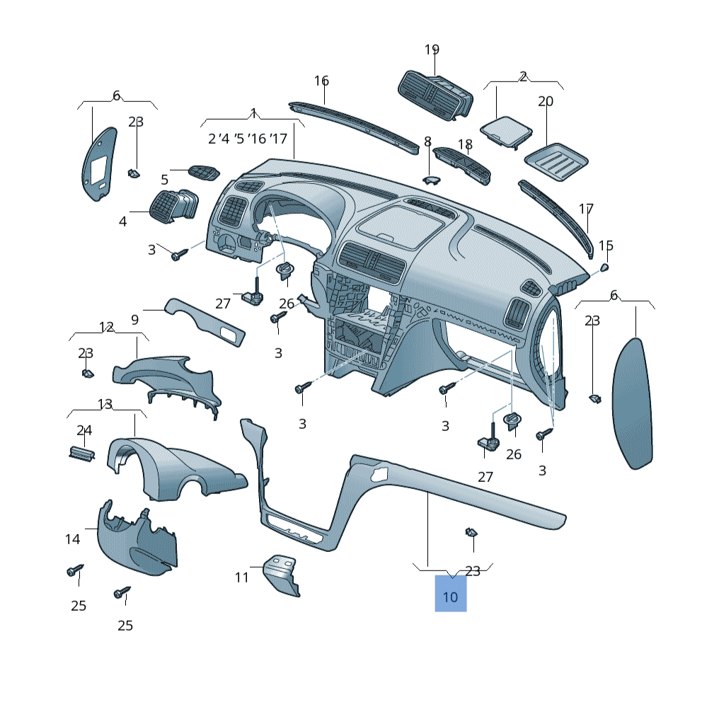 Moldura consola salpicadero Škoda Yeti 10-18 - 5L1858418