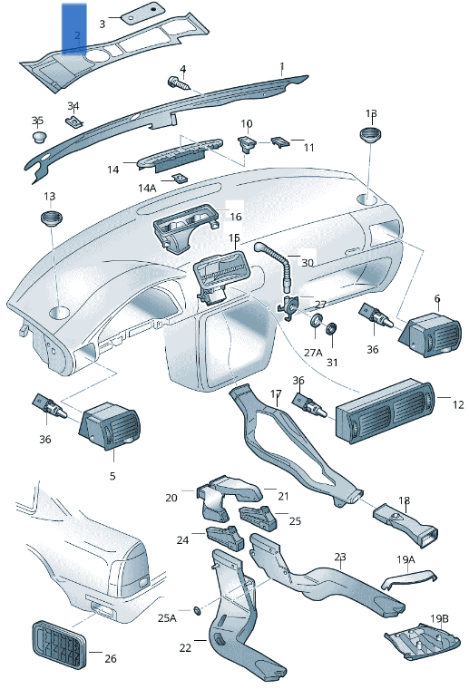 Moldura limpia VW Passat B5 - 3B1819422B