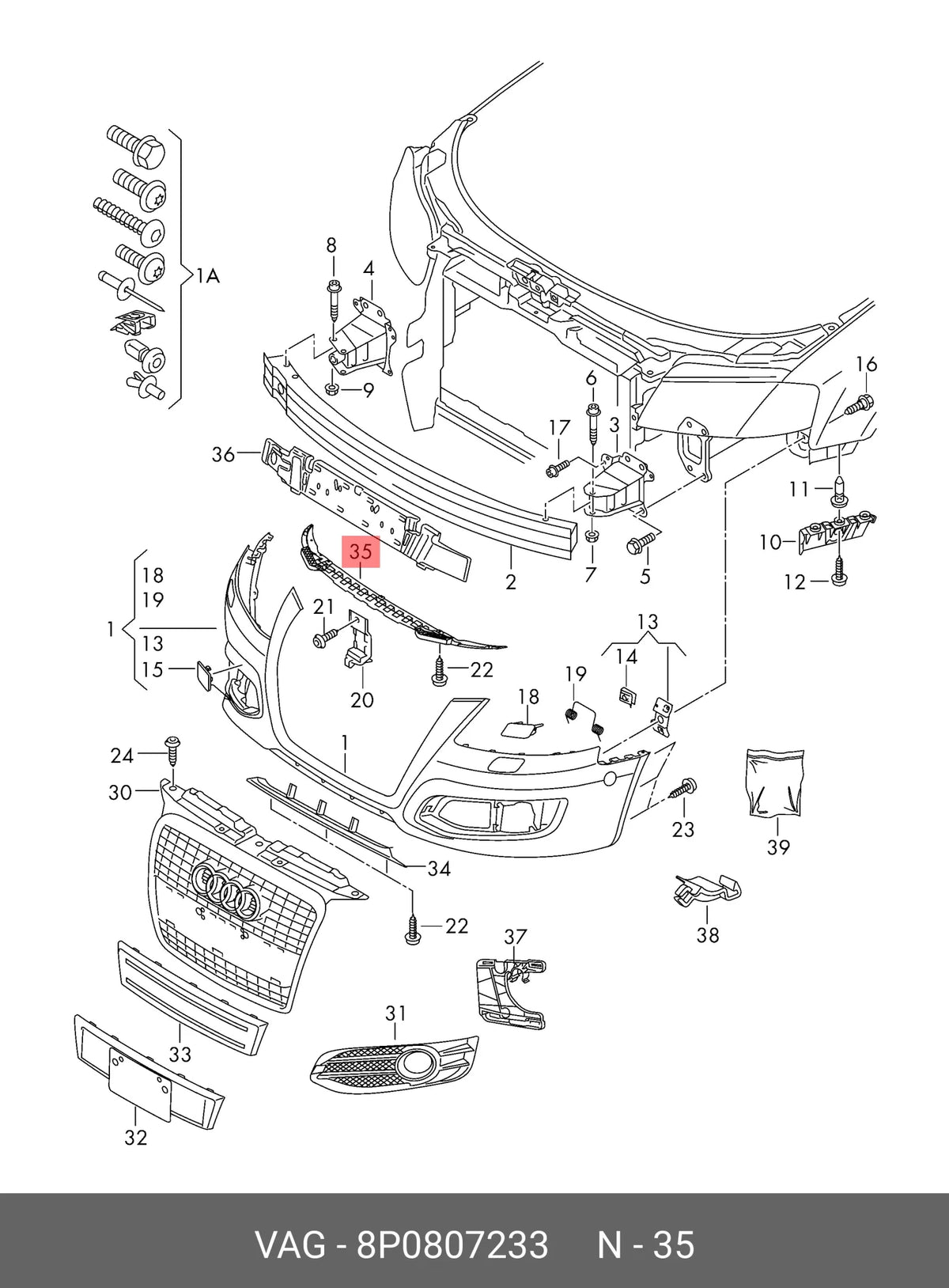Moldura Paragolpes delantero Audi A3 03-13 - 8P0807233C