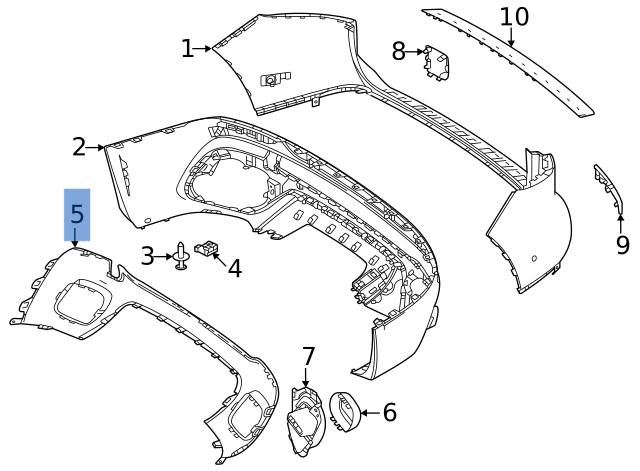 Moldura paragolpes trasero Mercedes X247 - A2478859000