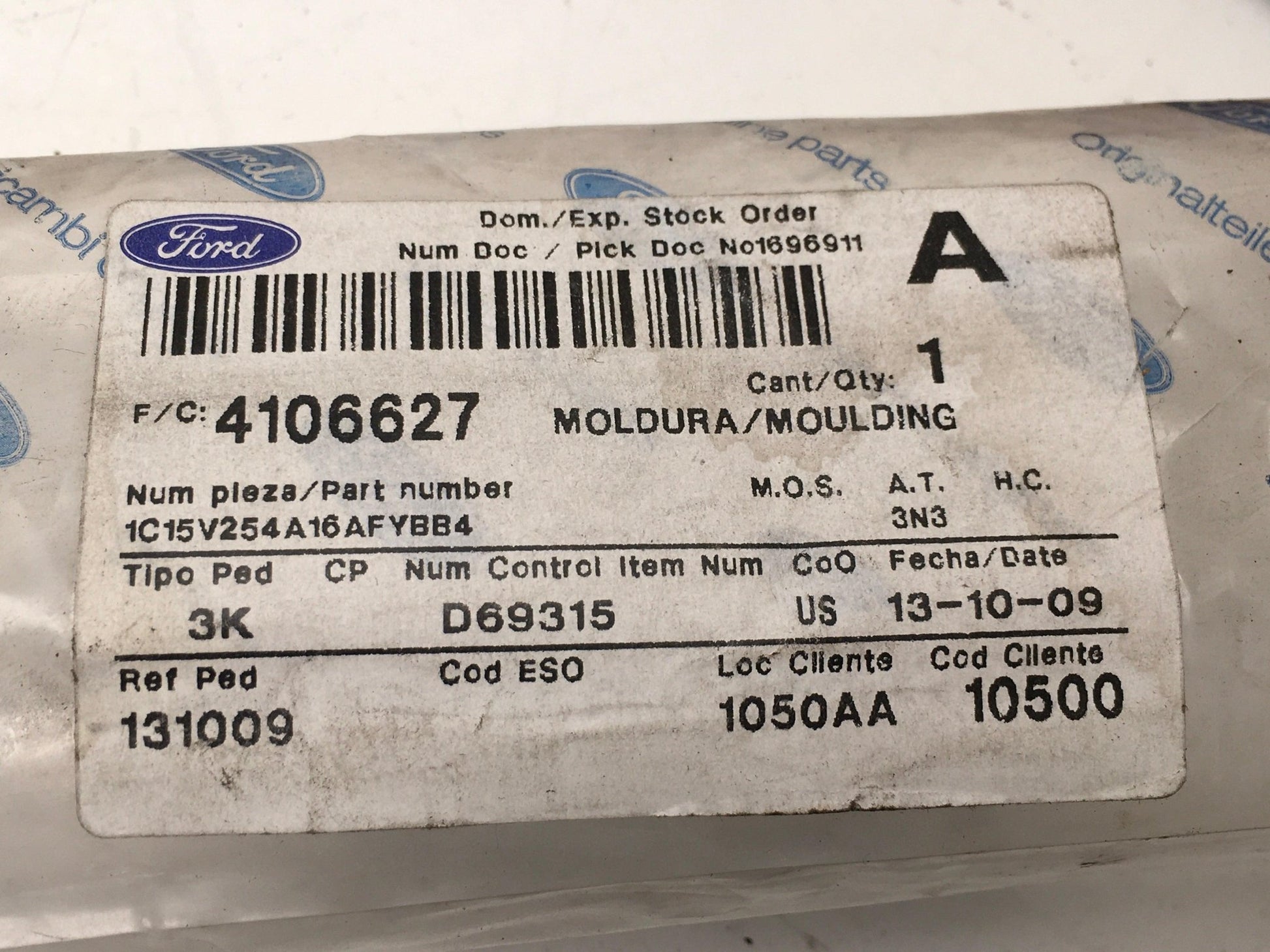 Moldura puerta Deslizante dcha Ford Transit Connect I - 1C15V254A16AFYBB4