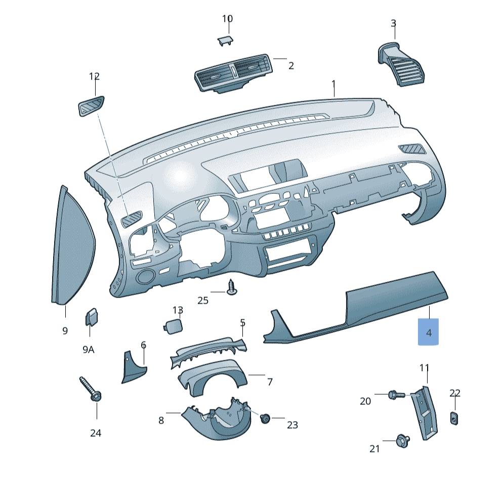 Moldura salpicadero Škoda Fabia 14-22 - 6V1858418A