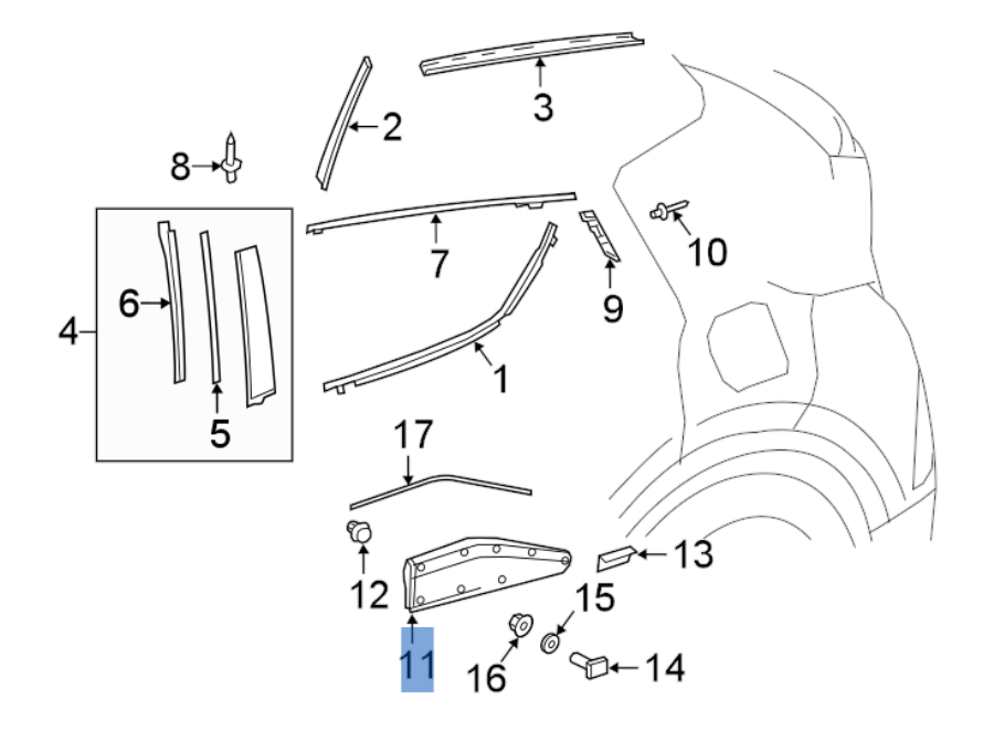 Moldura trasera derecha Toyota C - HR - 75077YP010
