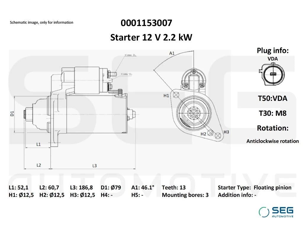 Motor arranque VAG 0001153007 - 0001153007