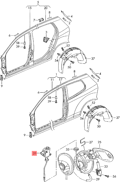 Motor tapa combustible VW Golf V