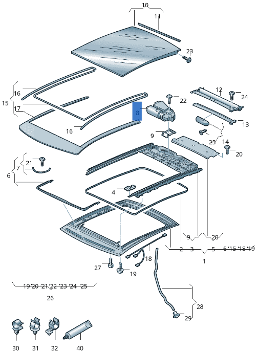 Motor techo corredizo VW 8V3959591 - 8V3959591