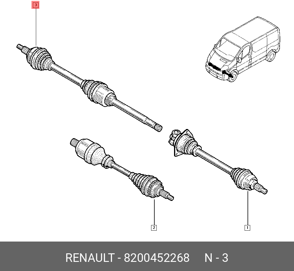 Palier del dcho Vivaro/Trafic/Primastar 01-14 2.0 - 8200452268