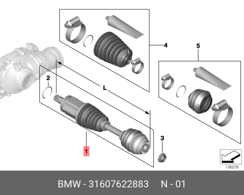 Palier del izq BMW X5/X6 07-14 3.0 - P755394507
