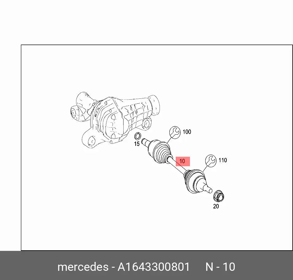 Palier del izq Mercedes ML 05-11 - A1643302301