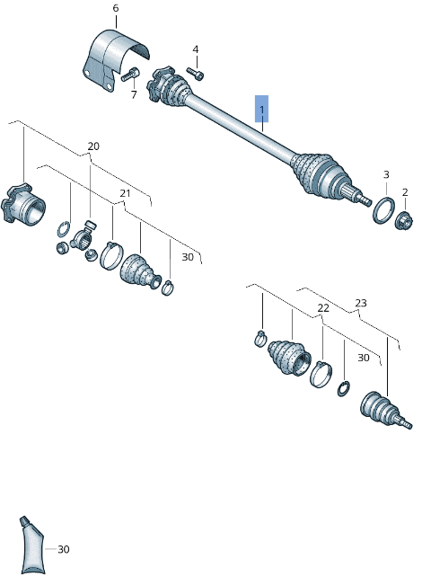 Palier derecho VW 2Q0407271CA - 2Q0407272CB