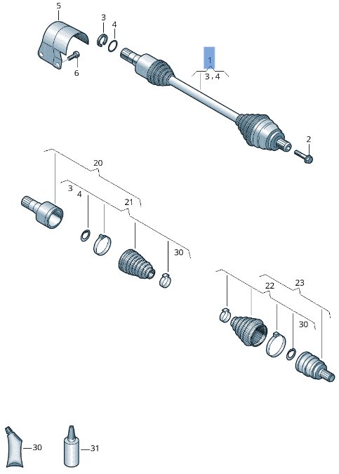 Palier derecho VW 3Q0407272CA - 3Q0407272CA