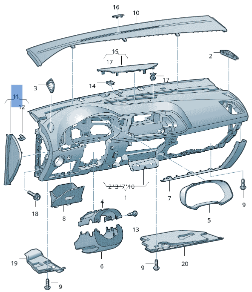 Panel derecho salpicadero Seat Leon III - 5F0857036