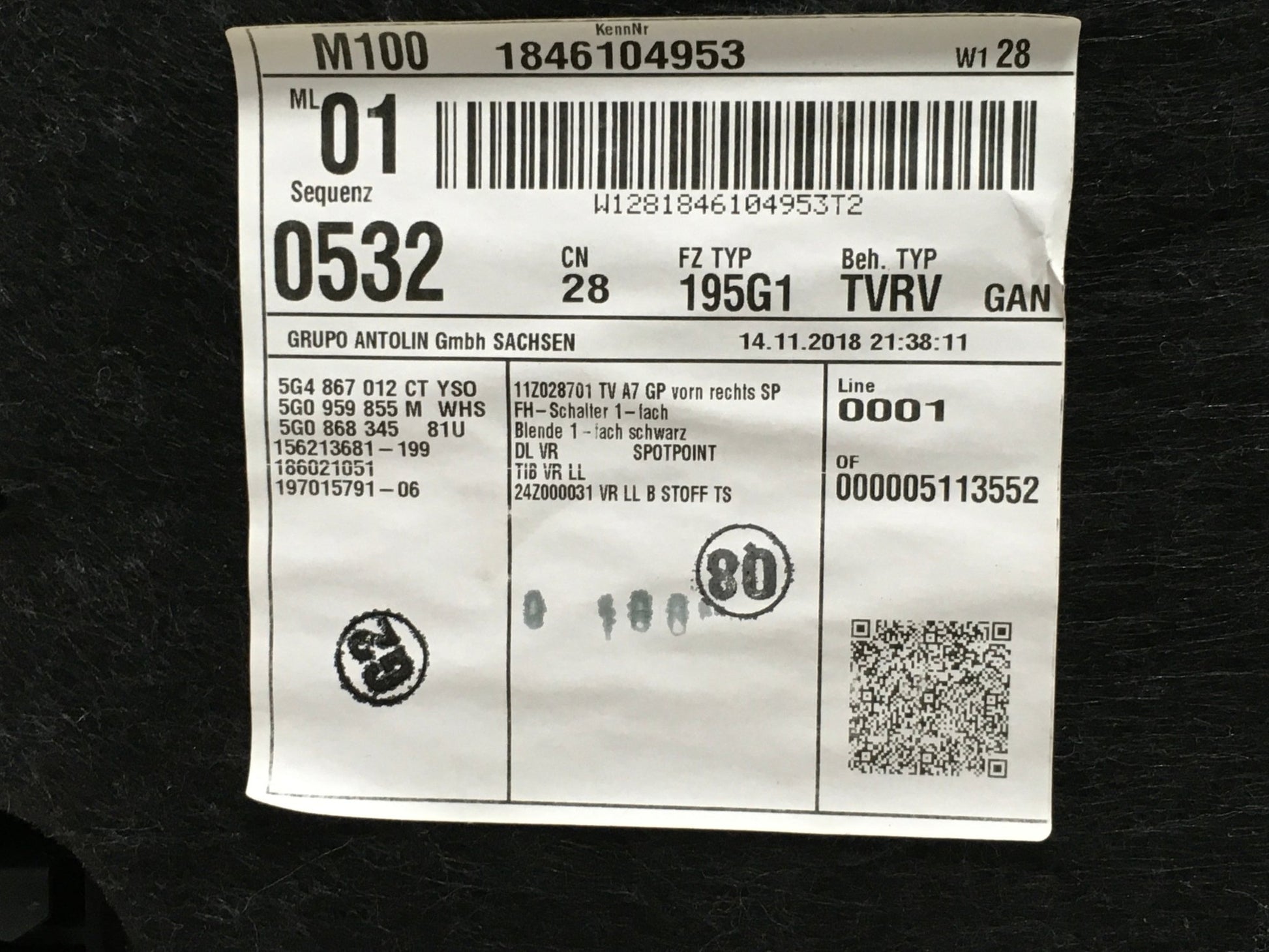 Panel Puerta del dcha VW Golf VII - 5G4867012 _