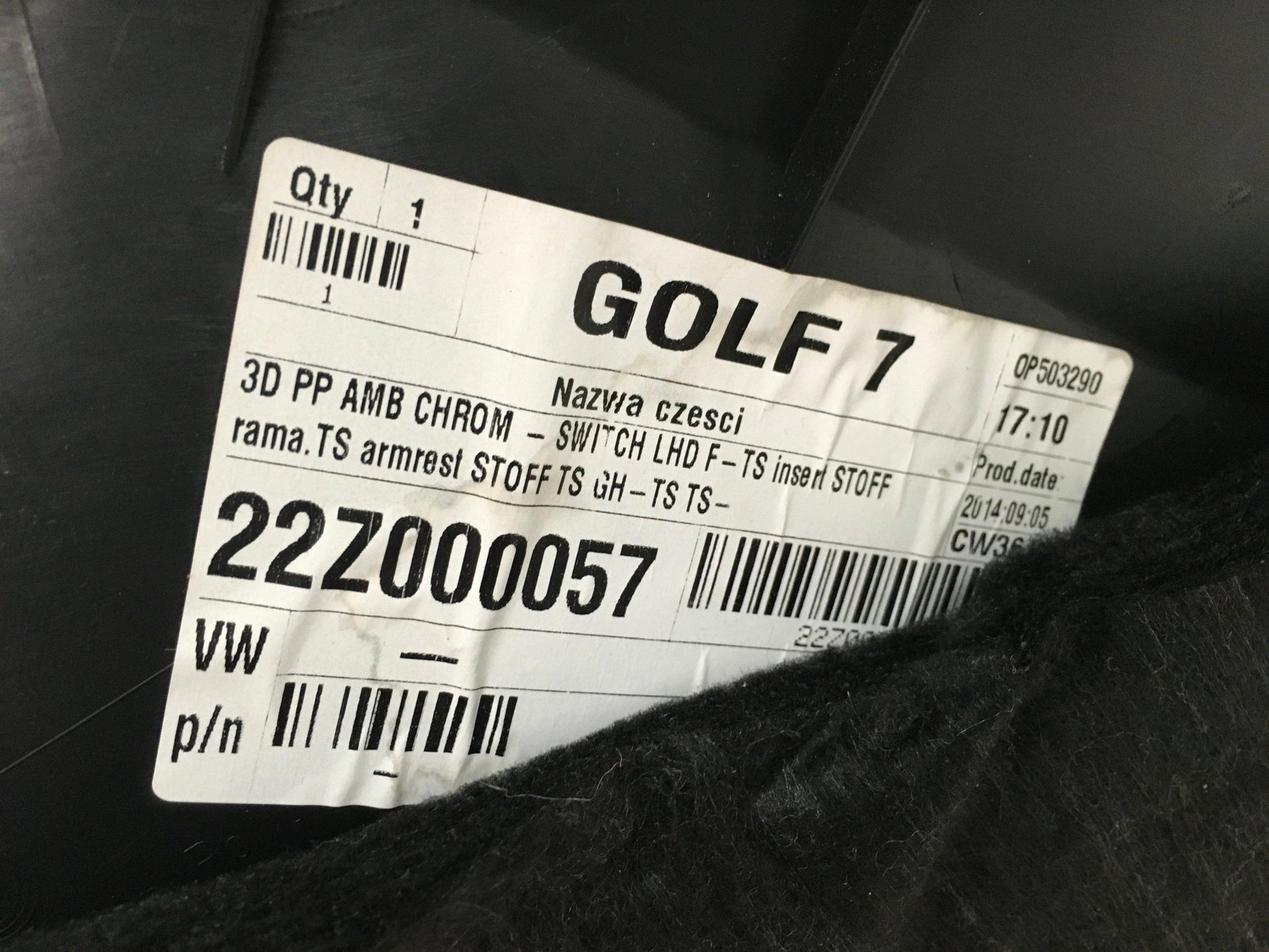 Panel puerta del dcha VW Golf VII - 5G3867012EC