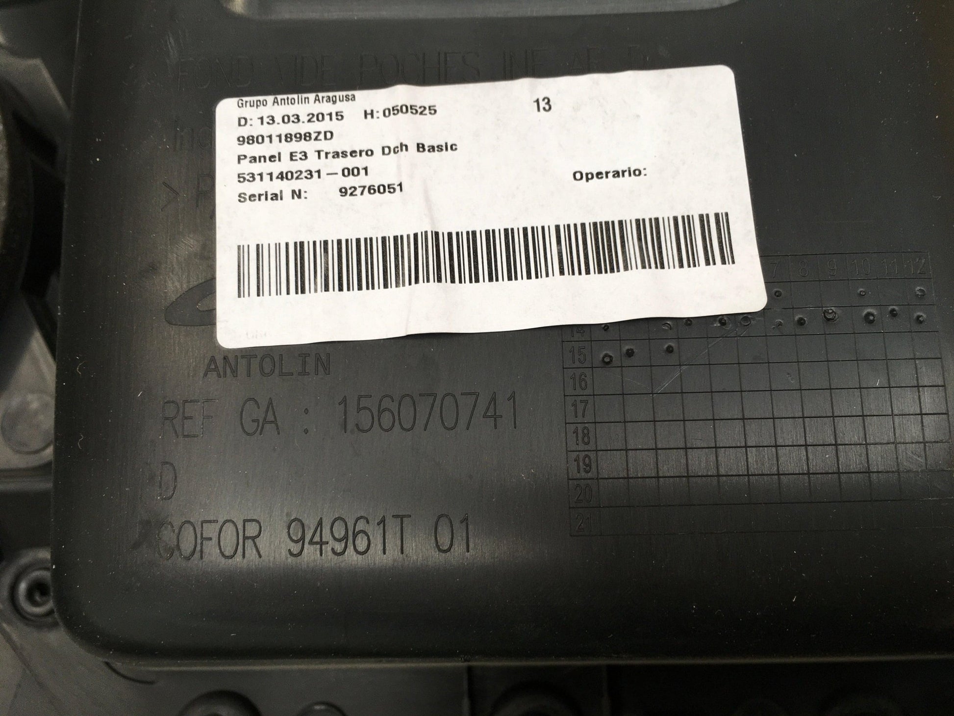 Panel puerta tra dcha Citroen C4 Cactus - 98011898ZD