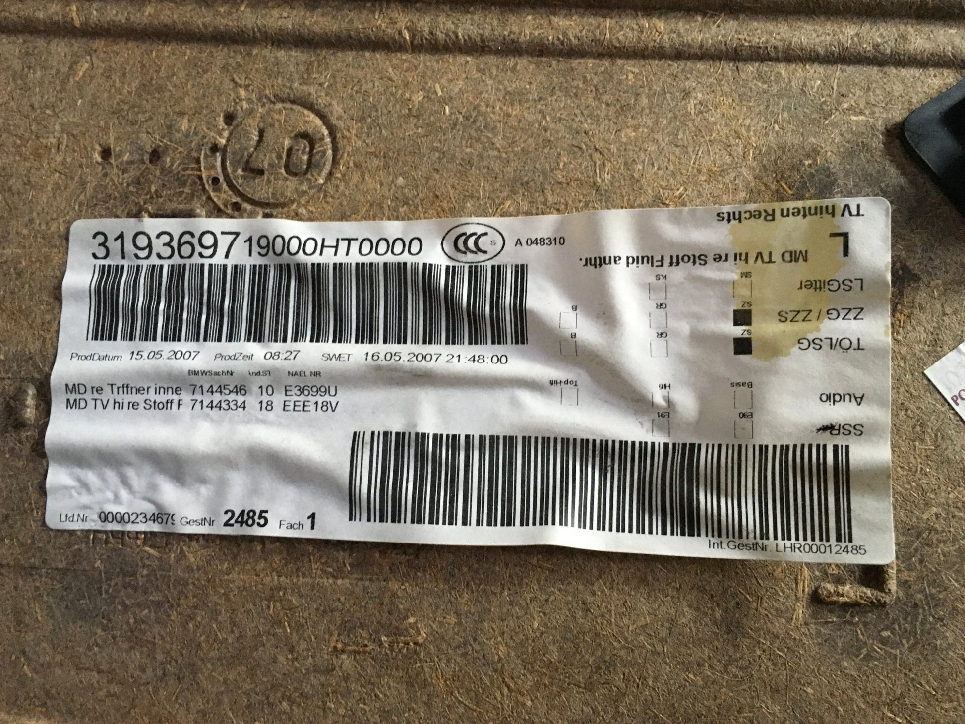 Panel Puerta tra dcho BMW 3 E90 - 19000HT0000