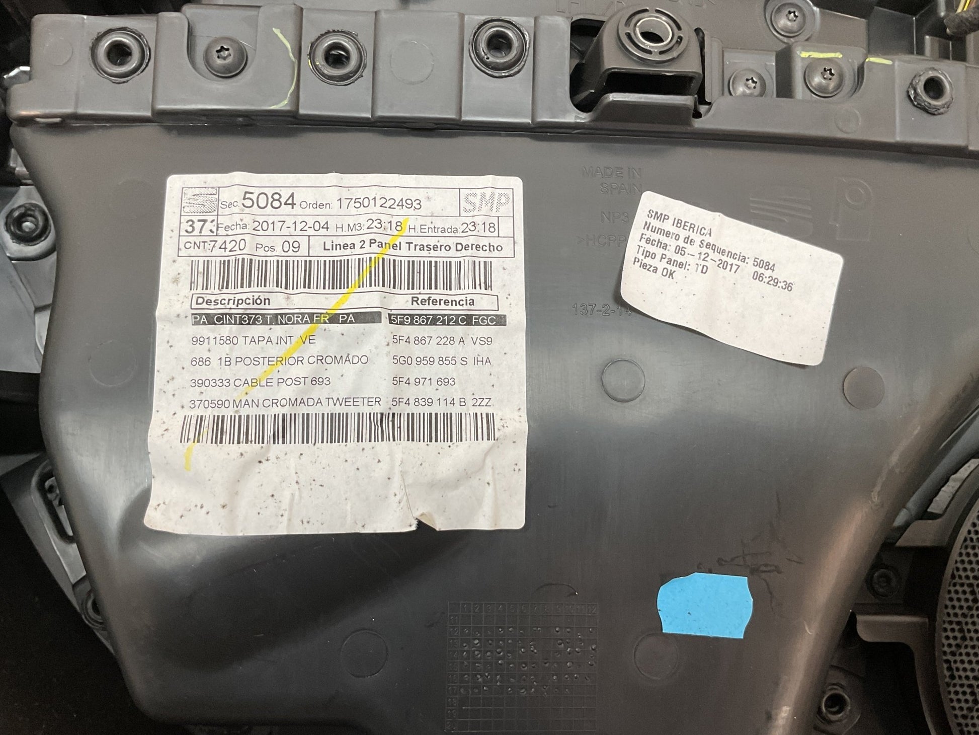 Panel Puerta tra dcho Seat Leon 5F 2012 - 2020 - 5F9867212C