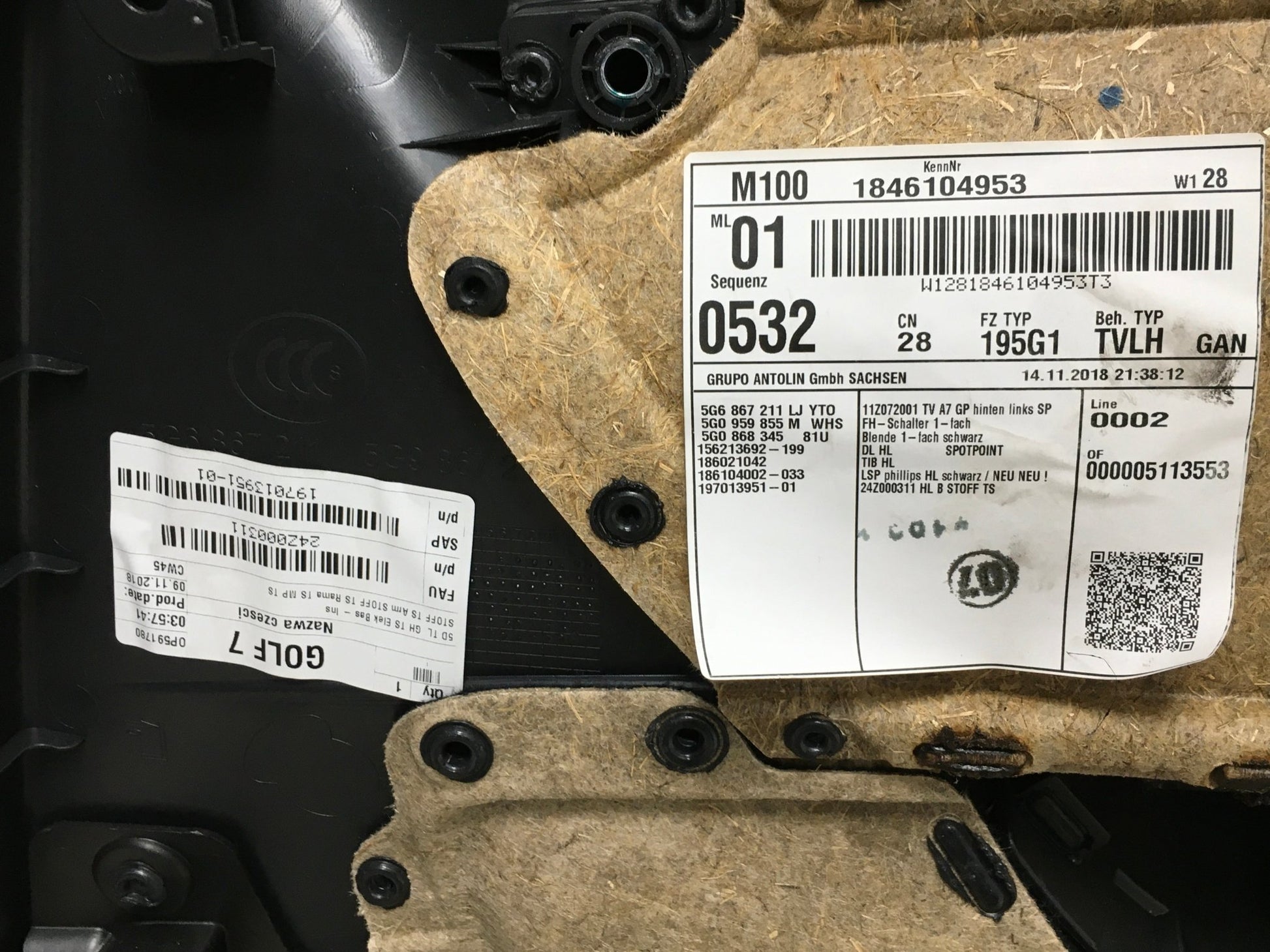 Panel Puerta tra izq VW Golf VII - 5G6867211 _