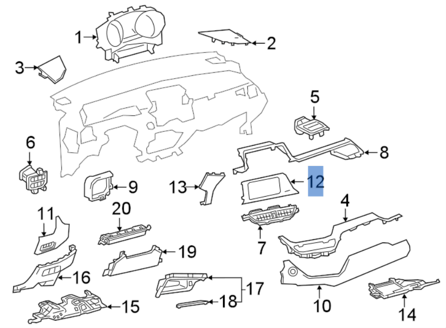 Panel radio Toyota C - HR - 55405F4190