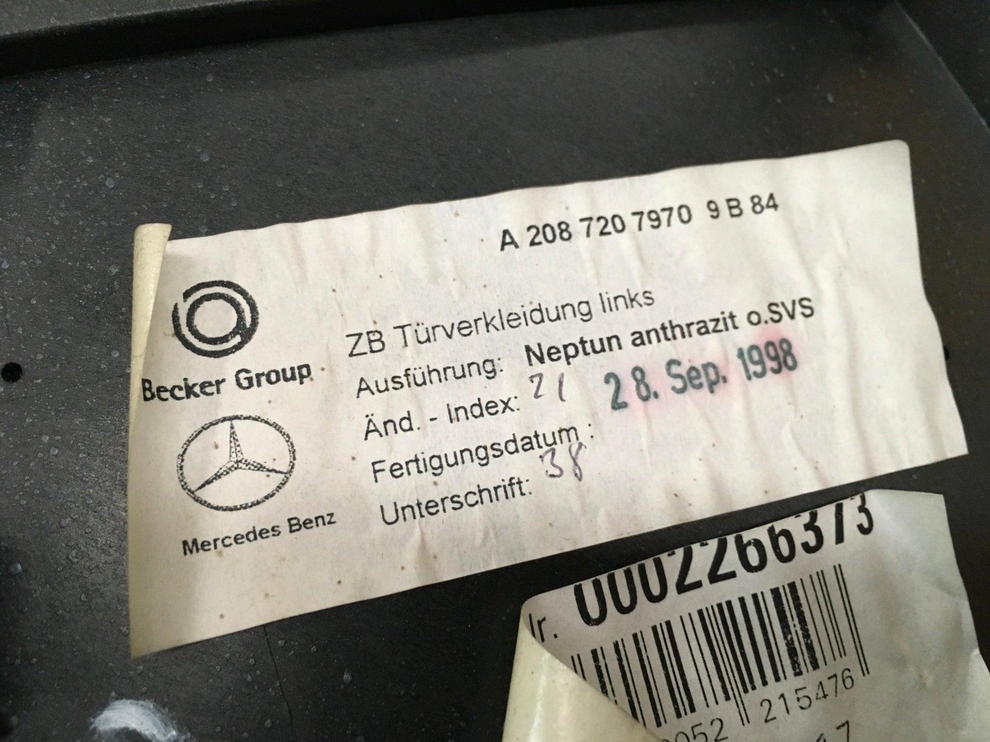 Paneles puertas delanteras Mercedes A208 - A2087207970