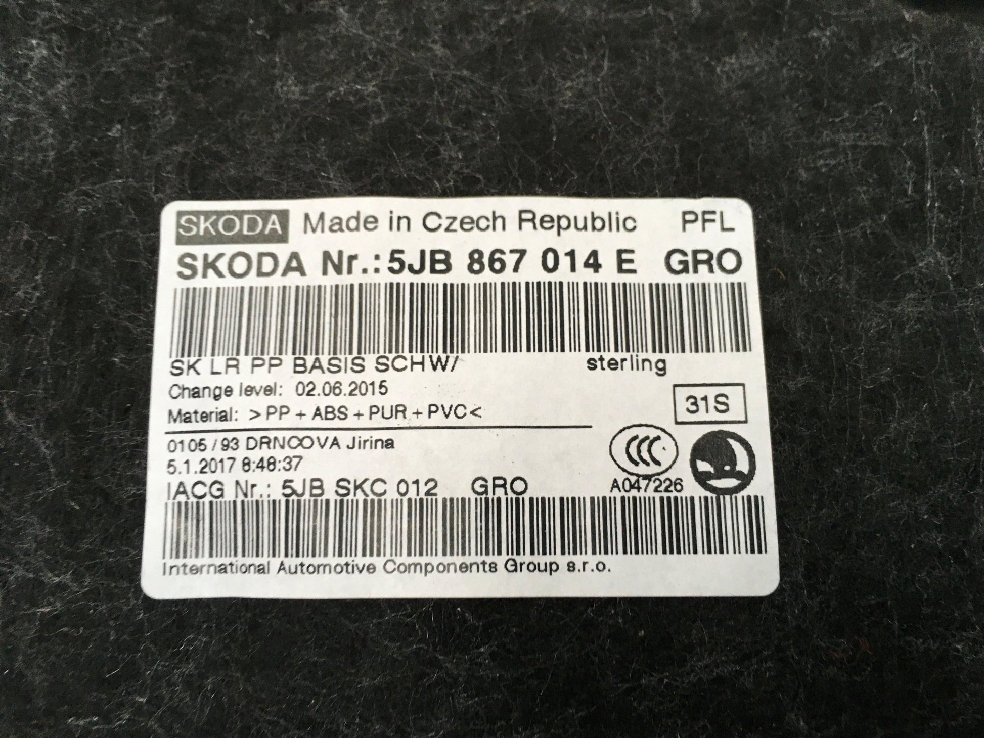 Paneles puertas Skoda Rapid Spaceback - 5JB867014E