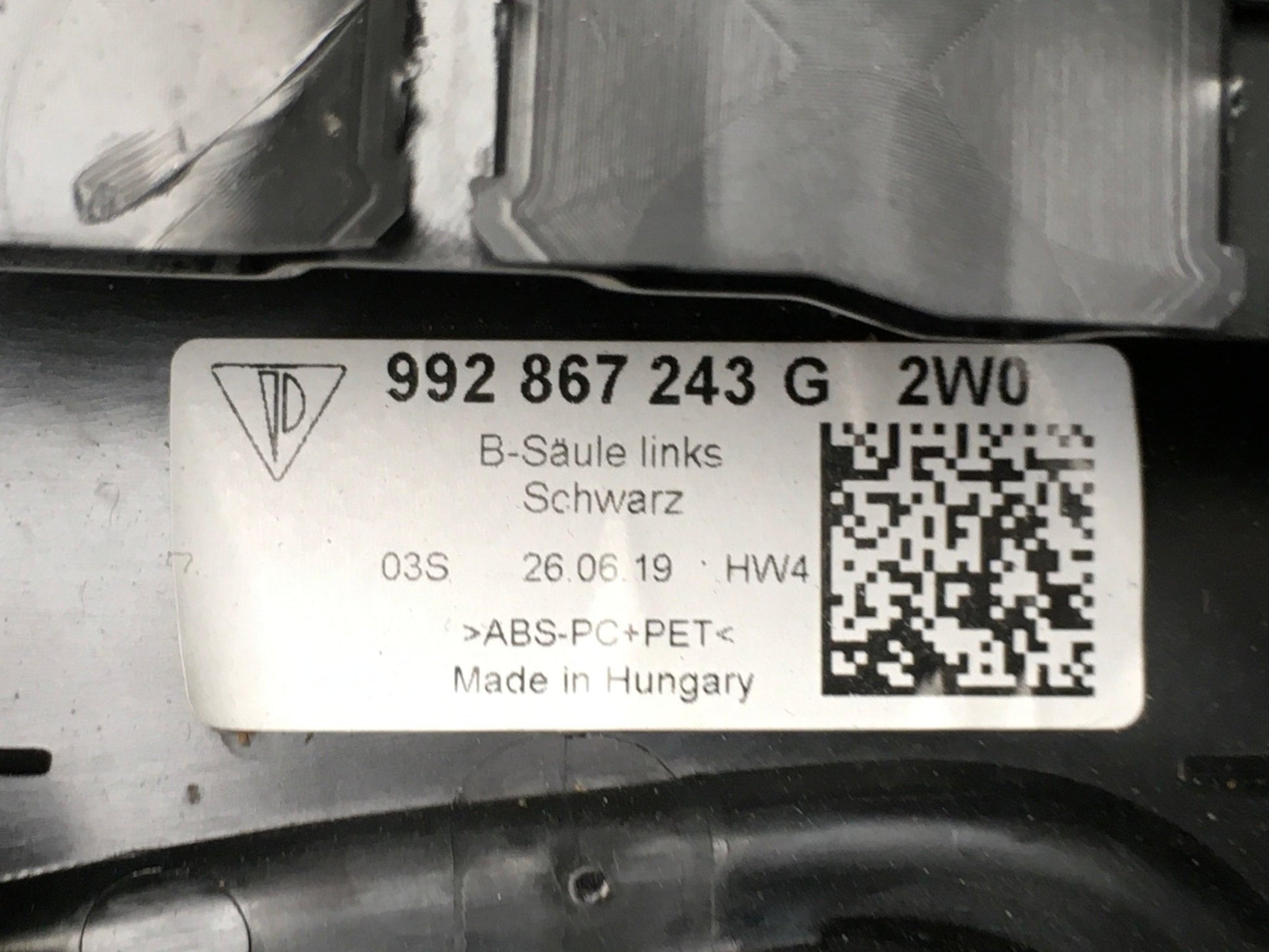 Pilar de puerta derecha Porsche 922 - 992867243G