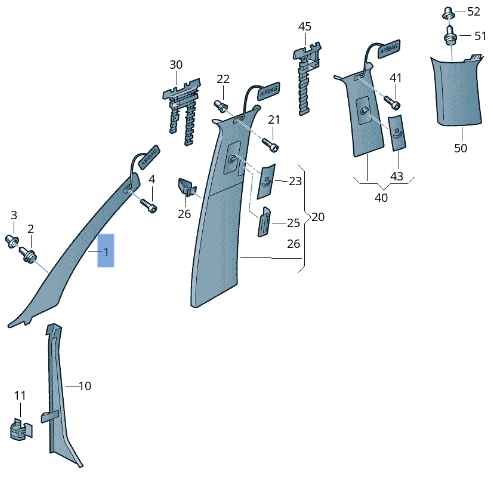 Pilar izquierdo Porsche Cayenne 9PA - 7L5867233