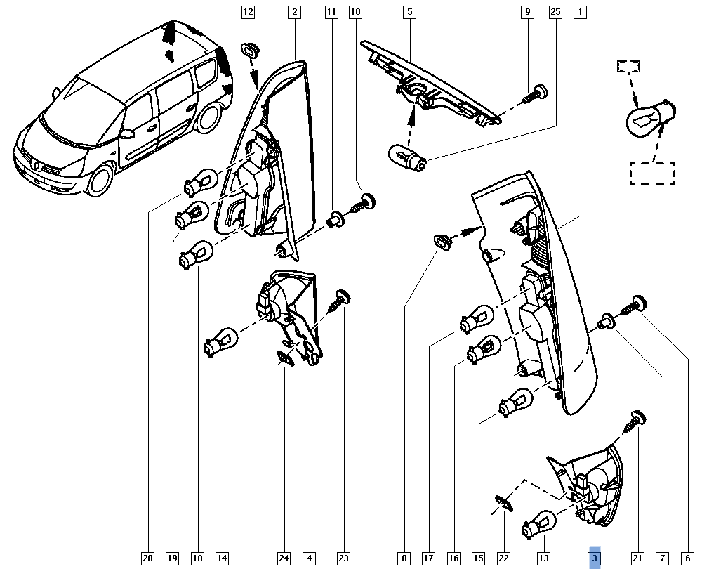 Piloto inferior izquierdo Renault Espace IV - 8200027155