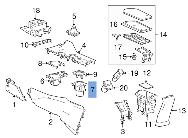 Portavasos trasero Toyota C - HR - 55615F4011