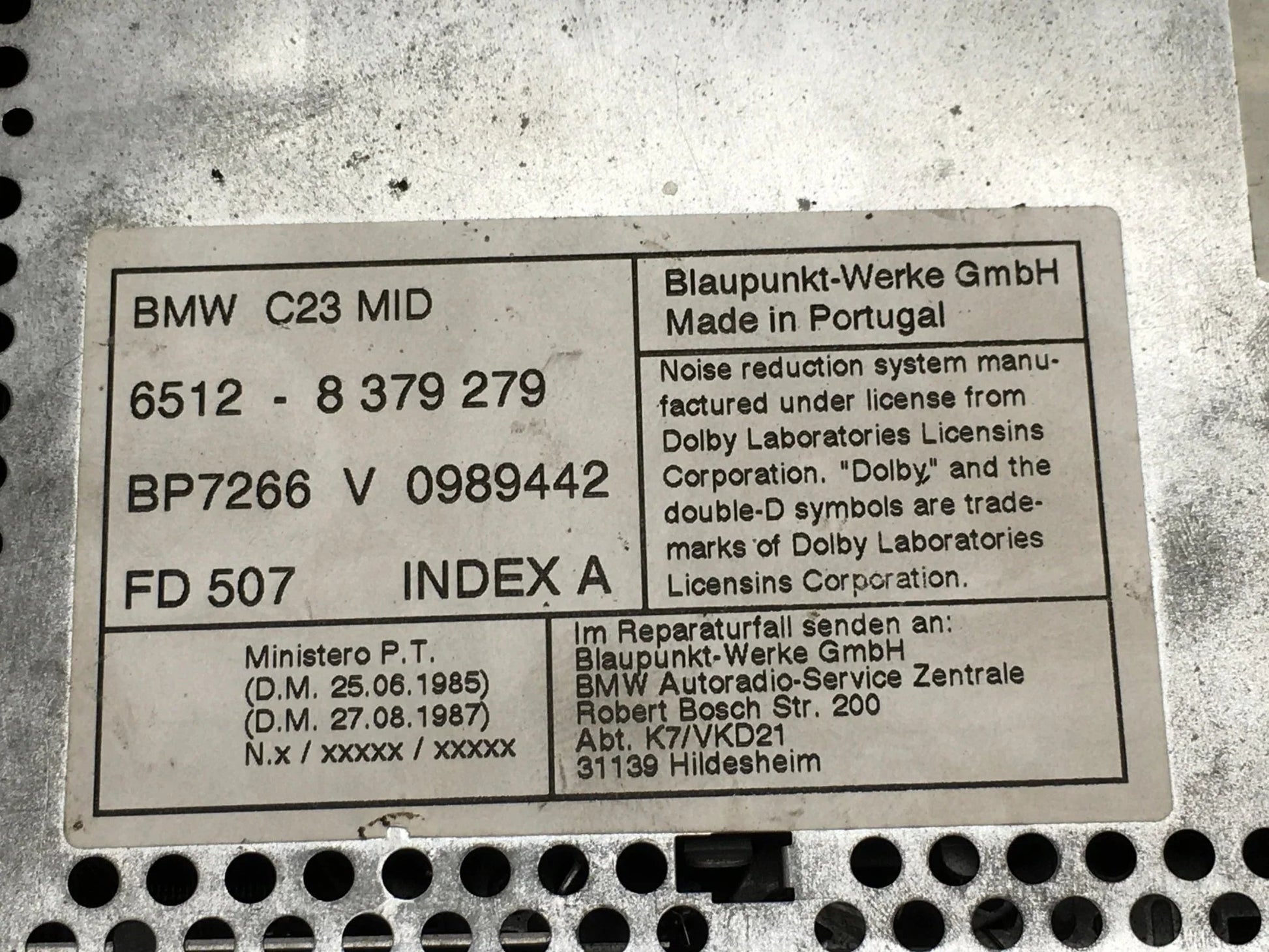 Radio Casete BMW 65128379279