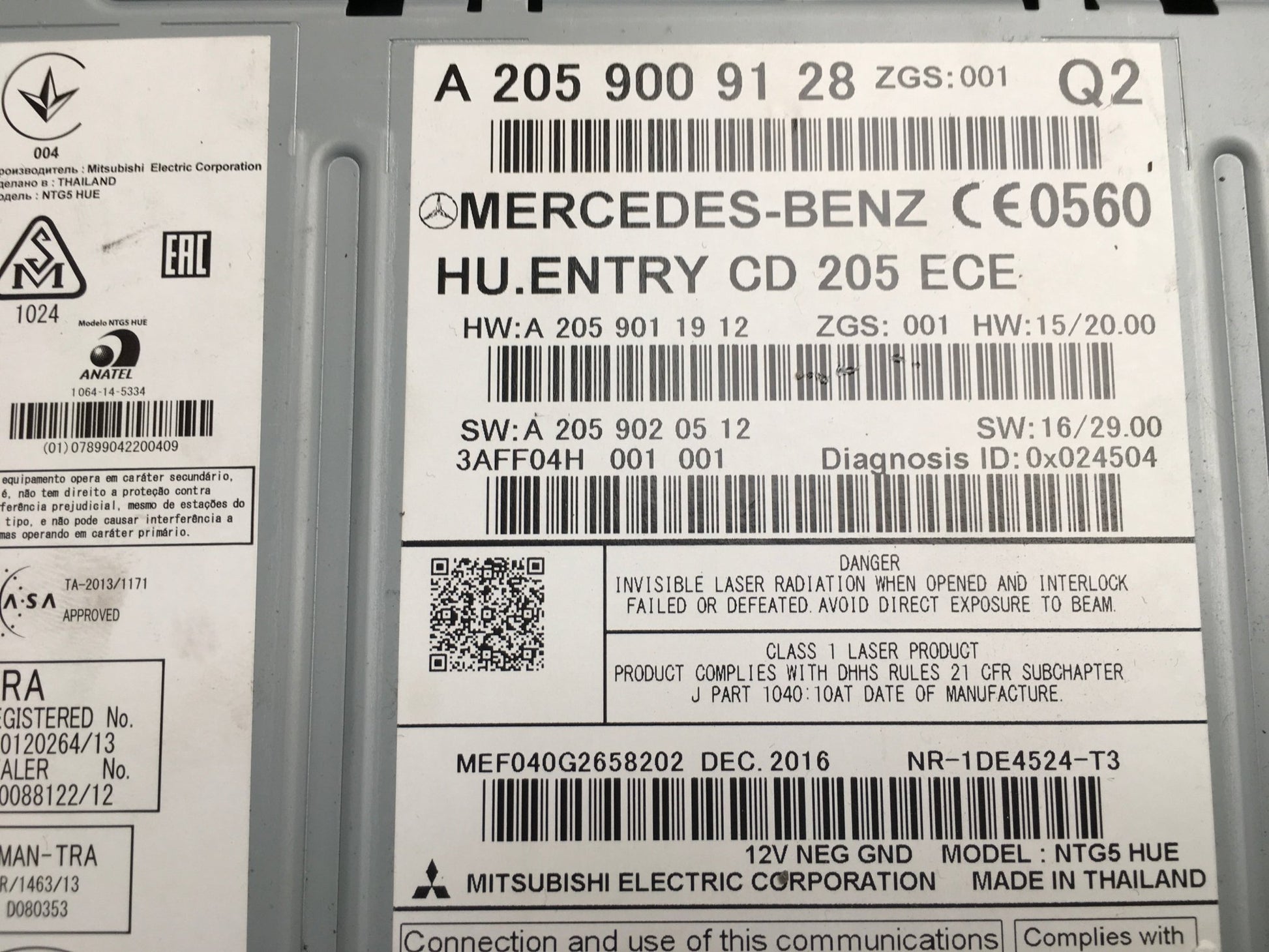 Radio CD Mercedes W205 - A2059009128