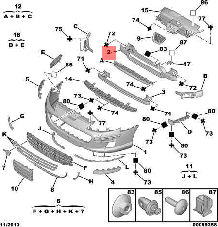 Refuerzo paragolpes delantero Peugeot 407 - 7414FN