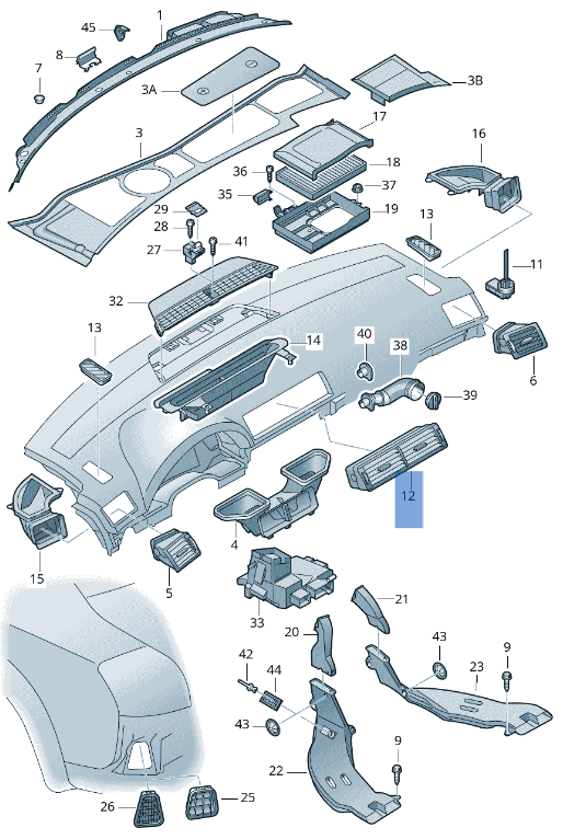 Rejilla Clima Audi A4 2000-2008 - 8E0820951H
