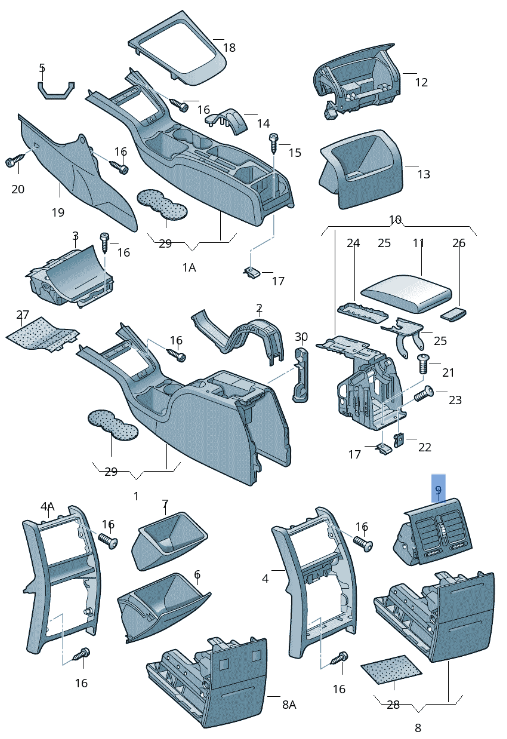 Rejilla consola central Skoda Octavia II - 1Z0819203