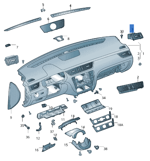 Rejilla dcha Salpicadero Skoda Octavia III 5E - 5E0819702