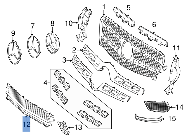 Rejilla paragolpes delantero Mercedes X156 Fase 2 - A1568858600