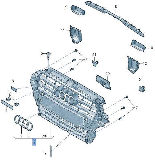 Rejilla Radiador Audi A3 8V - 8V3853651AB