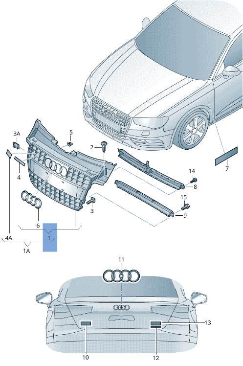 Rejilla Radiador Audi A5 8T - 8T0853651M