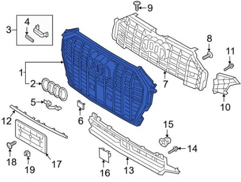 Rejilla radiador Audi Q3 F3 - 83A853651E