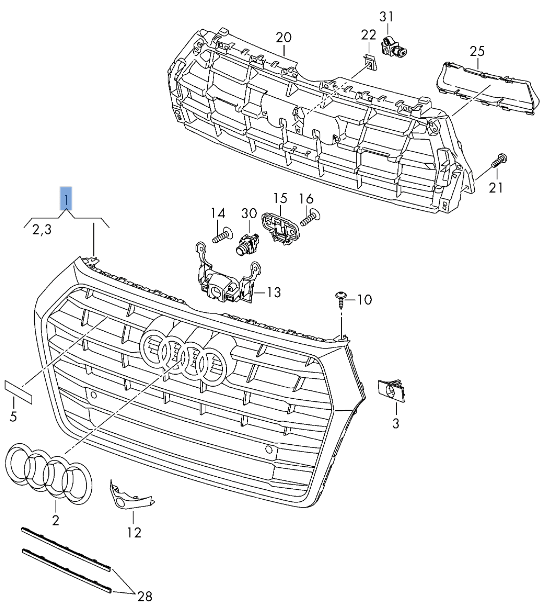 Rejilla Radiador Audi Q5 80A Renovado - 80A853651AH_
